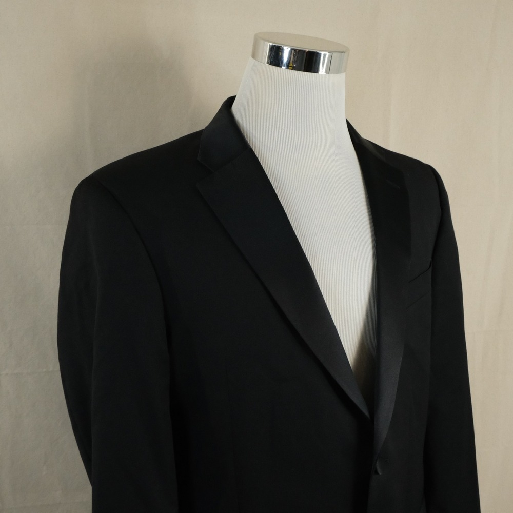 Tommy Hilfiger 42R Tuxedo Jacket 100% Wool Black Two Button Double Vented Formal